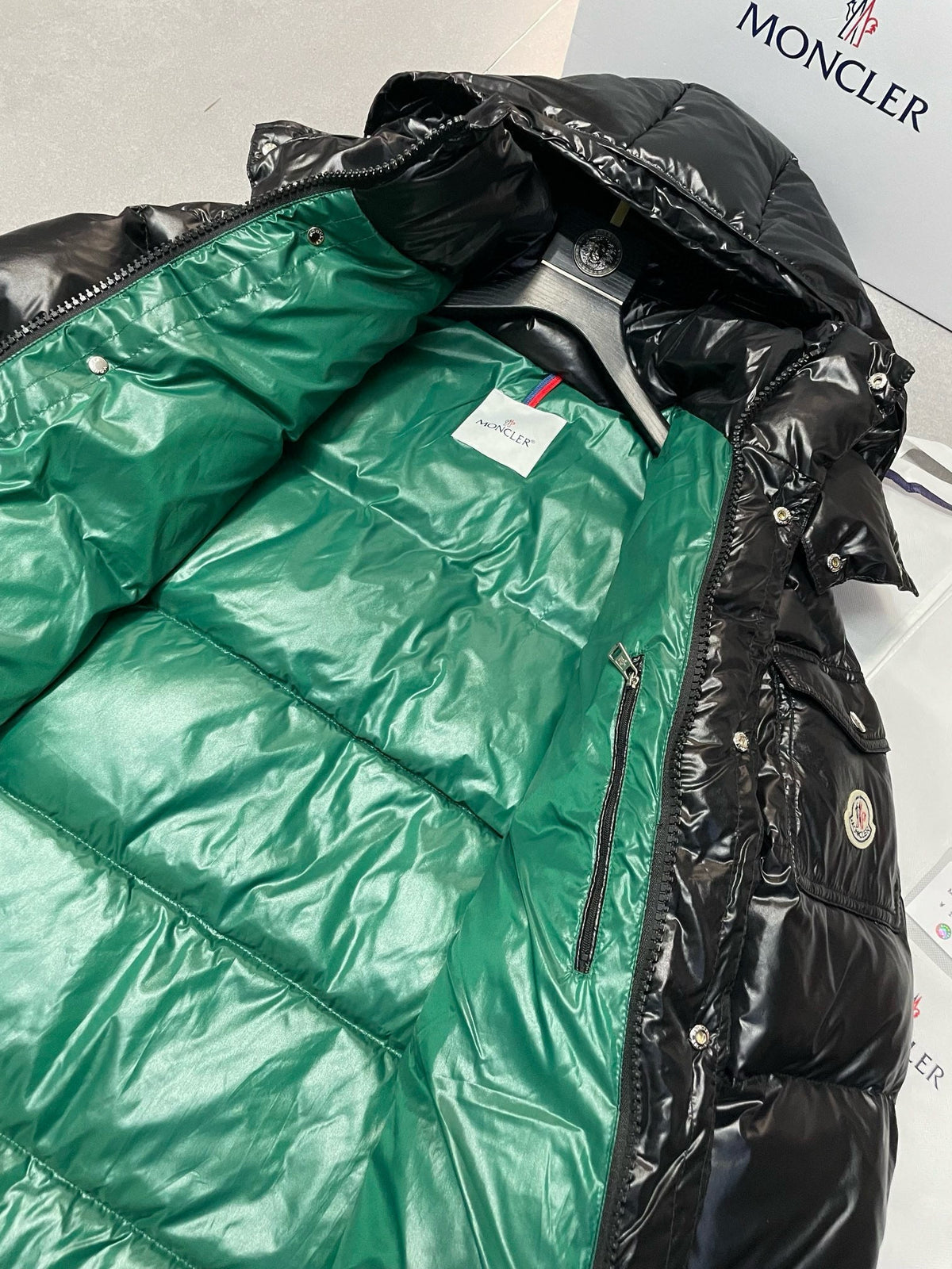 Black and Green Puffer Jacket - Men's