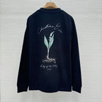 Navy Wool Chest Script Crewneck - Men's