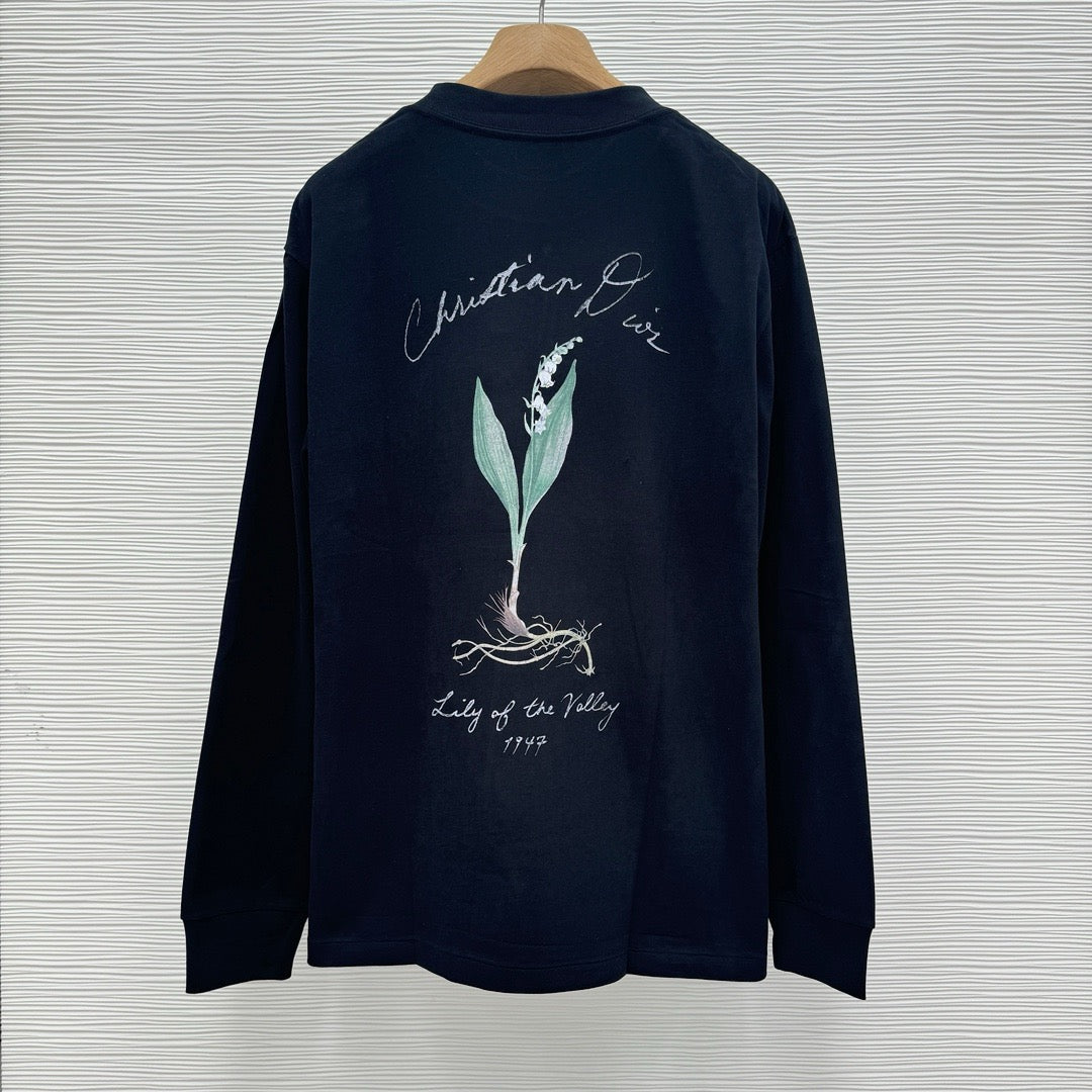 Navy Wool Chest Script Crewneck - Men's