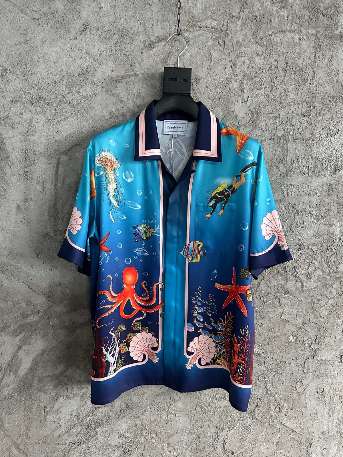Underwater Print Silk Shirt - Men's