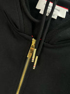 4-Bar Zip Black Hoodie - Men's