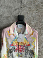 Zebra Carousel Print Silk Shirt - Men's