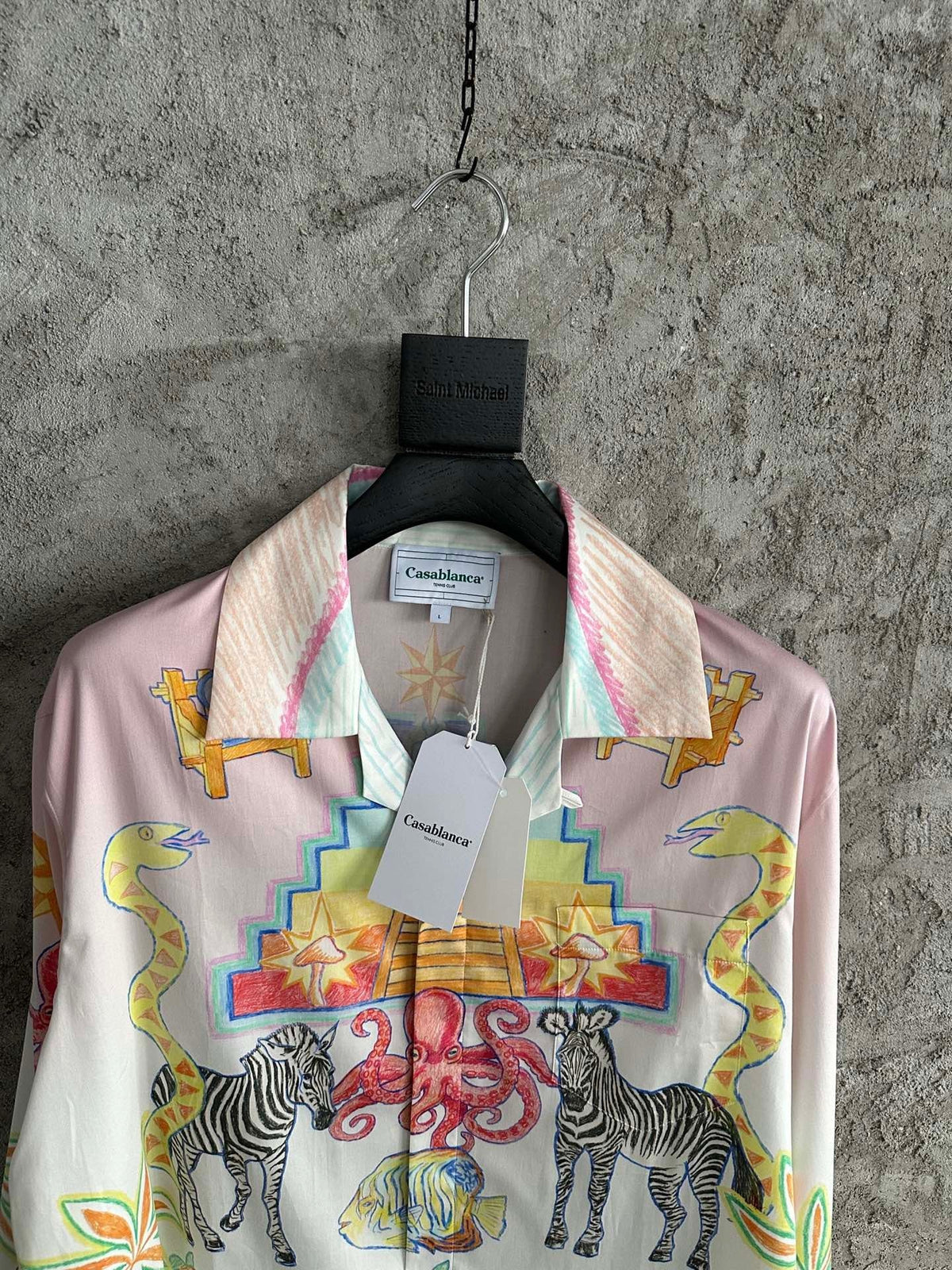 Zebra Carousel Print Silk Shirt - Men's