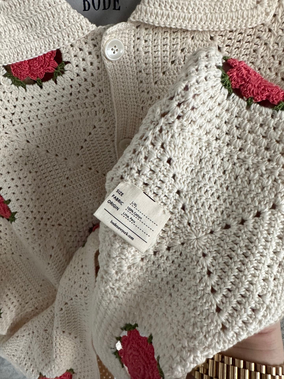 Red Square Crochet Knit Shirt - Men's