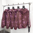Burgundy Cotton Web Print Pullover - Men's