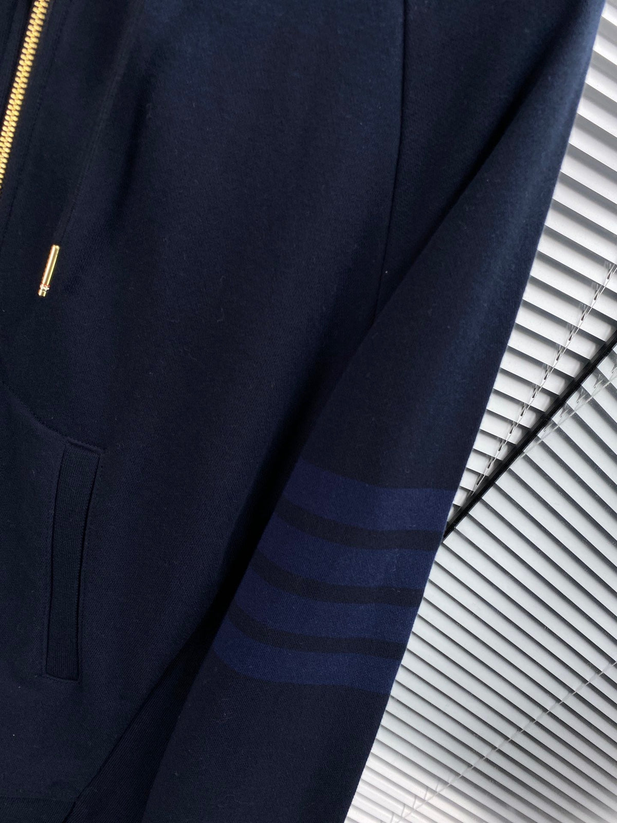 Navy Cotton Plain Zip-Through - Men's