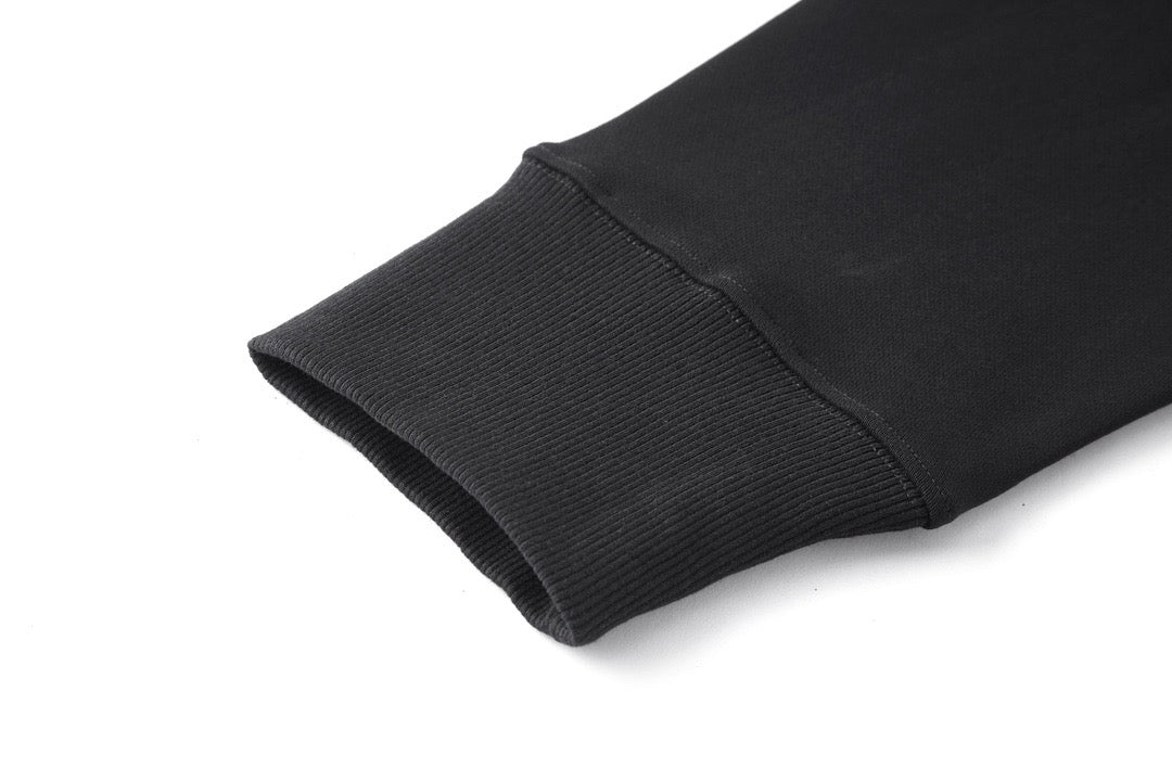 Black Cotton Bold Text Crewneck - Men's