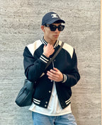 Black Wool Cream Sleeve Varsity - Men's