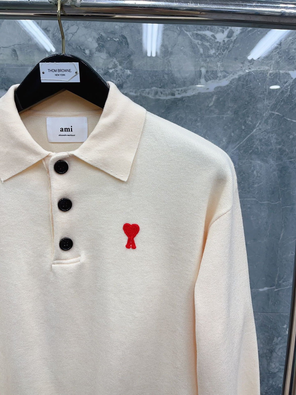 Cream Knit Heart Logo Long-Sleeve - Men's