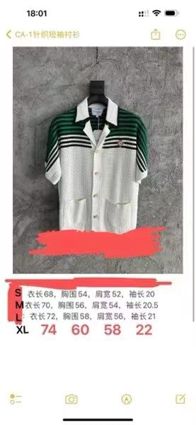 Navy and Green Striped Knit Shirt - Men's