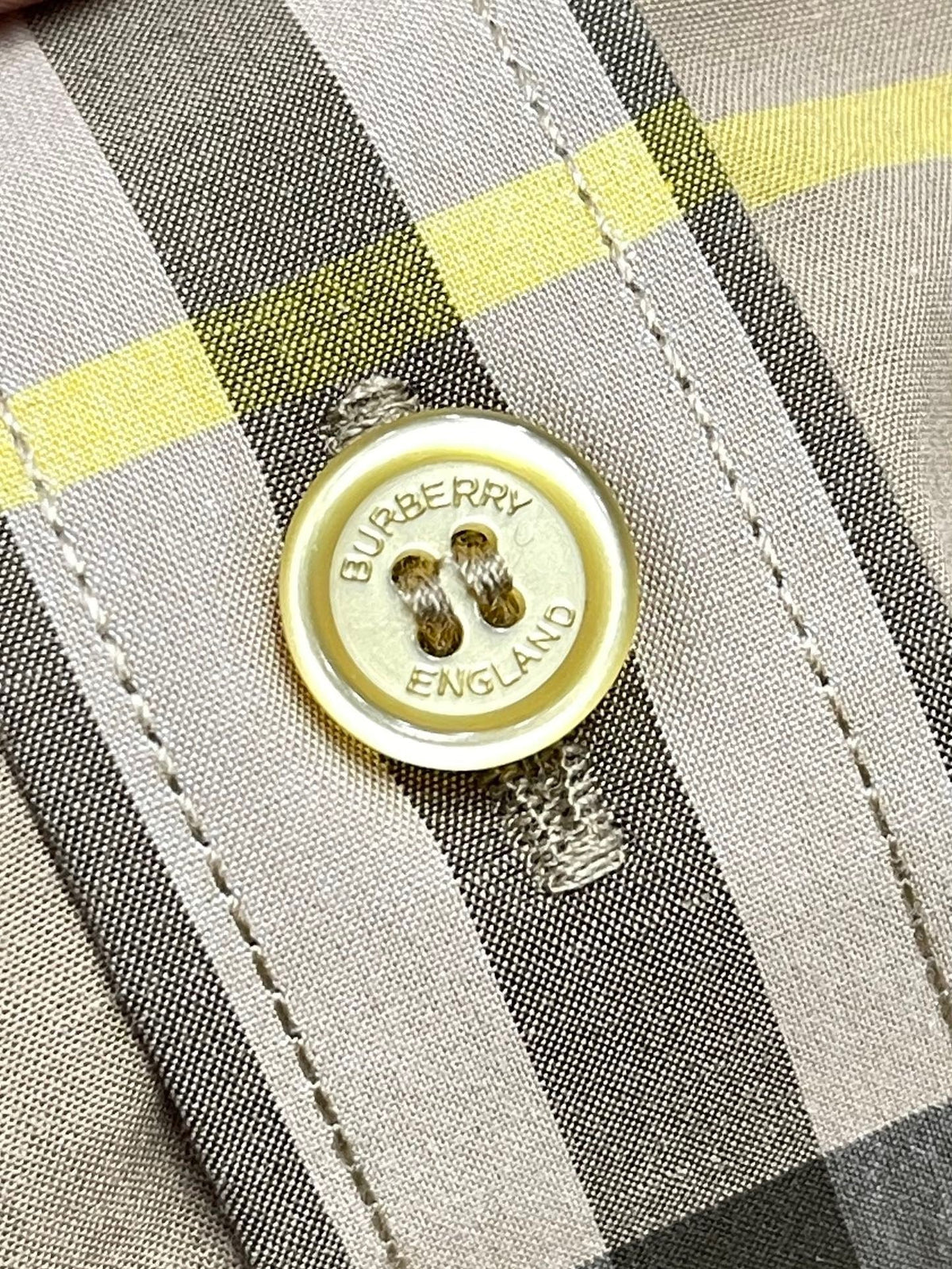 Beige Cotton Check Long-Sleeve - Men's