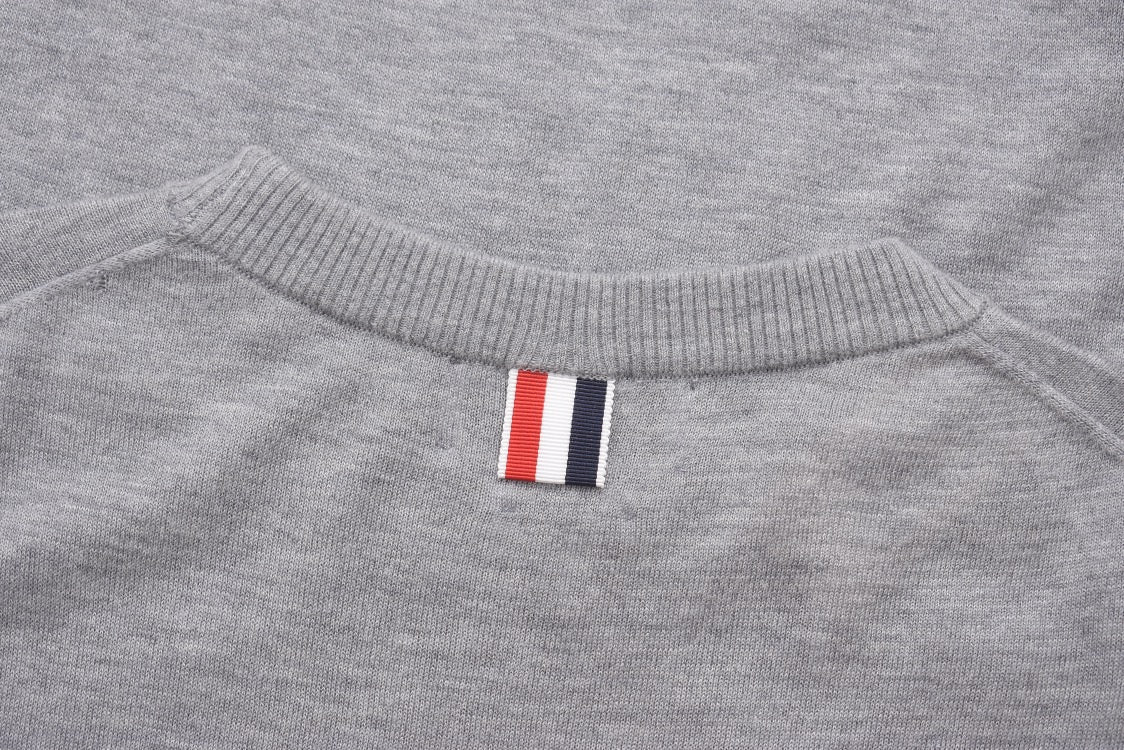 Grey Wool Four-Bar Crewneck - Men's
