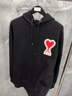 Black Cotton Heart Logo Pullover - Men's