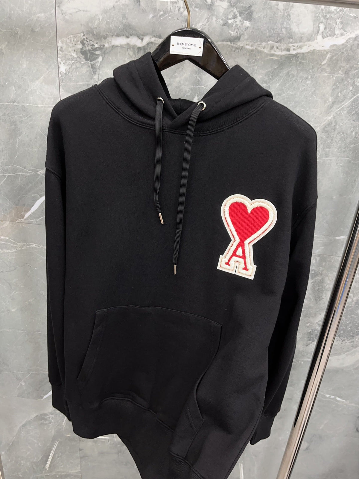 Black Cotton Heart Logo Pullover - Men's