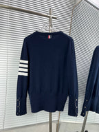 4-Bar Crewneck Navy Knit - Men's