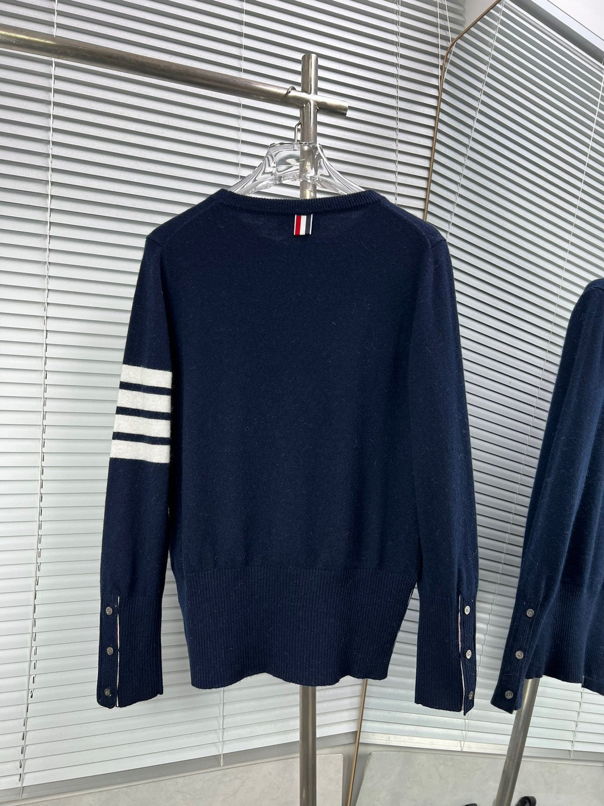 4-Bar Crewneck Navy Knit - Men's