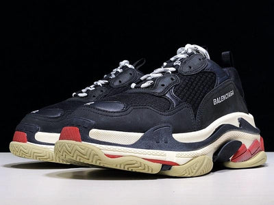 Triple S Black Red and Navy Sneakers