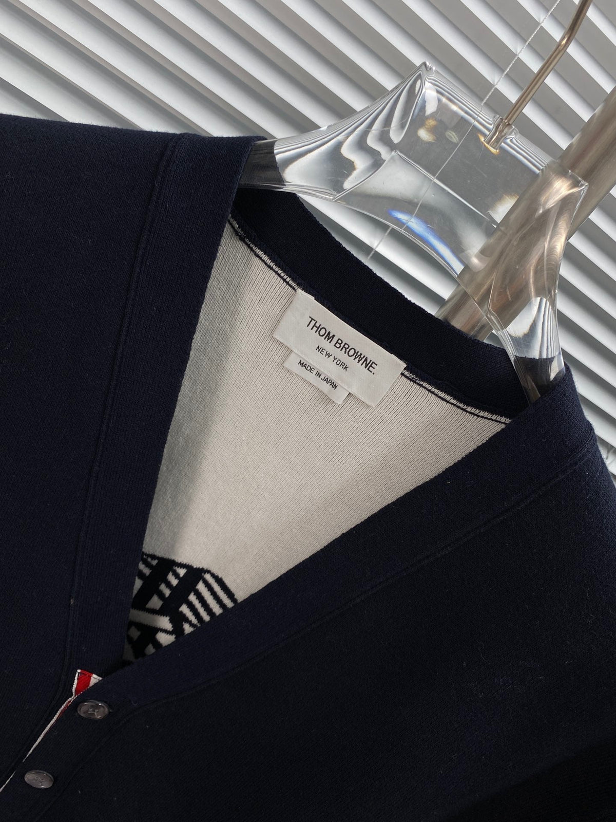 Grey Wool Bar Stripe Cardigan - Men's