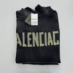 Black Cotton Washed Logo Pullover - Men's