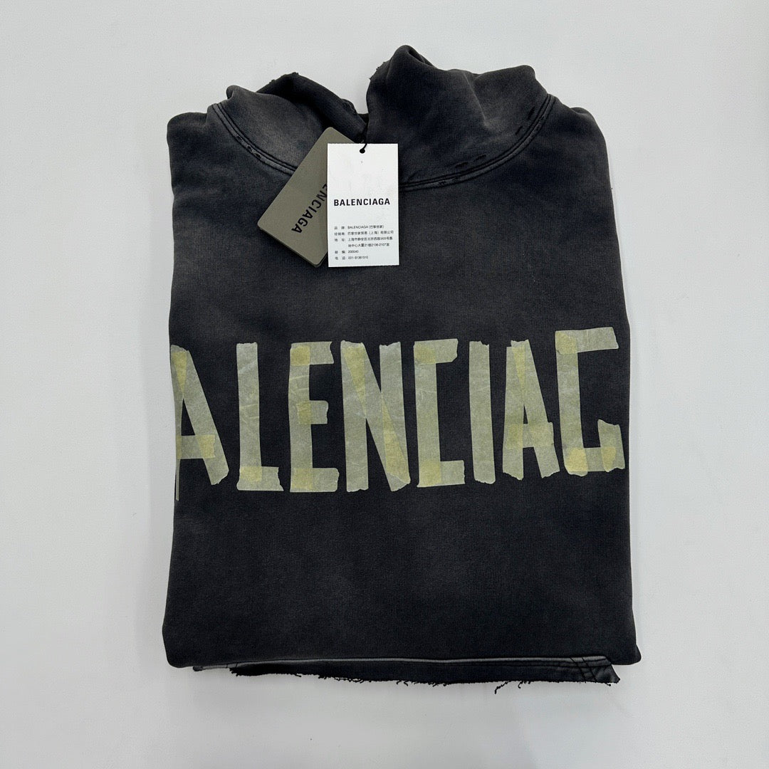 Black Cotton Washed Logo Pullover - Men's