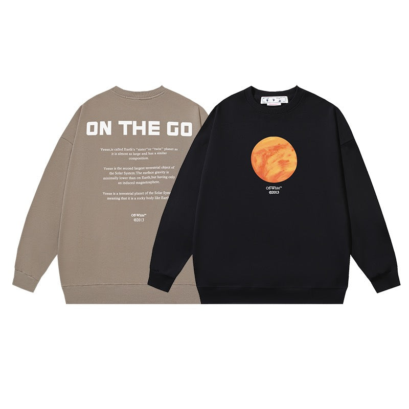 Black Cotton Planet Graphic Crewneck - Men's