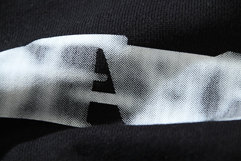 Black Cotton Text Logo Crewneck - Men's
