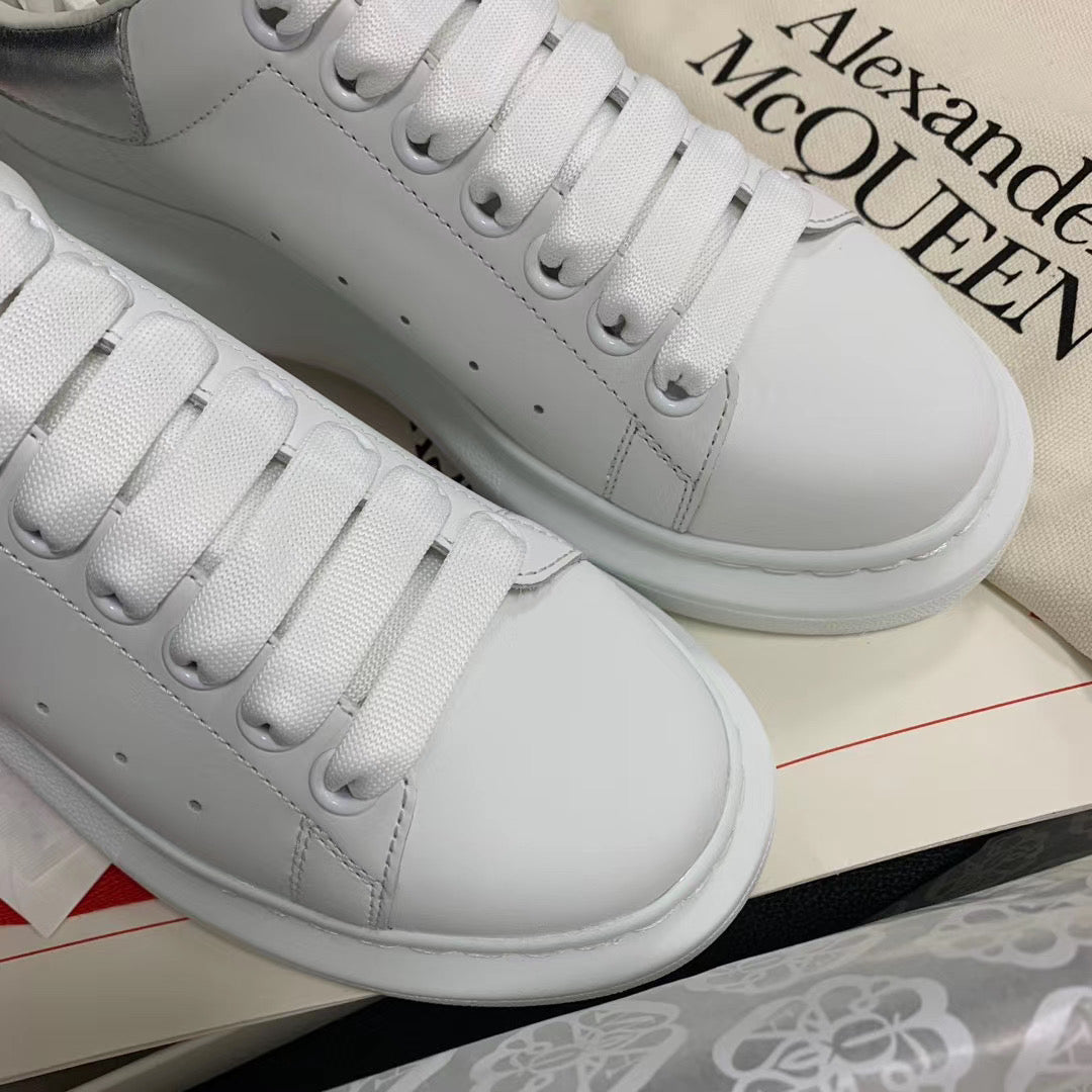 Oversized Silver Metallic Tab Sneakers