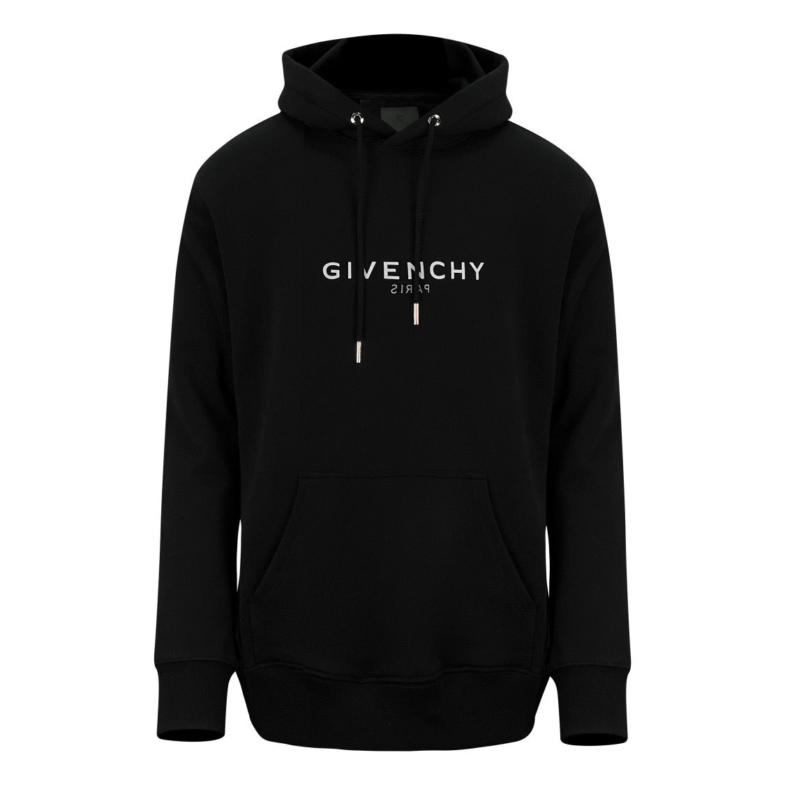 Black Cotton Text Logo Pullover - Men's