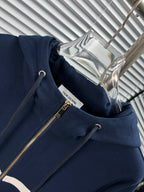 Black Cotton Bar Stripe Zip-Through - Men's