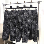 Black Cotton Web Print Joggers - Men's