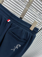 Navy Cotton Bar Stripe Joggers - Men's