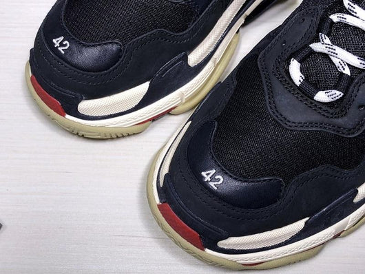 Triple S Black Red and Navy Sneakers