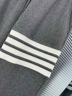 Grey Cotton Four-Bar Joggers - Men's