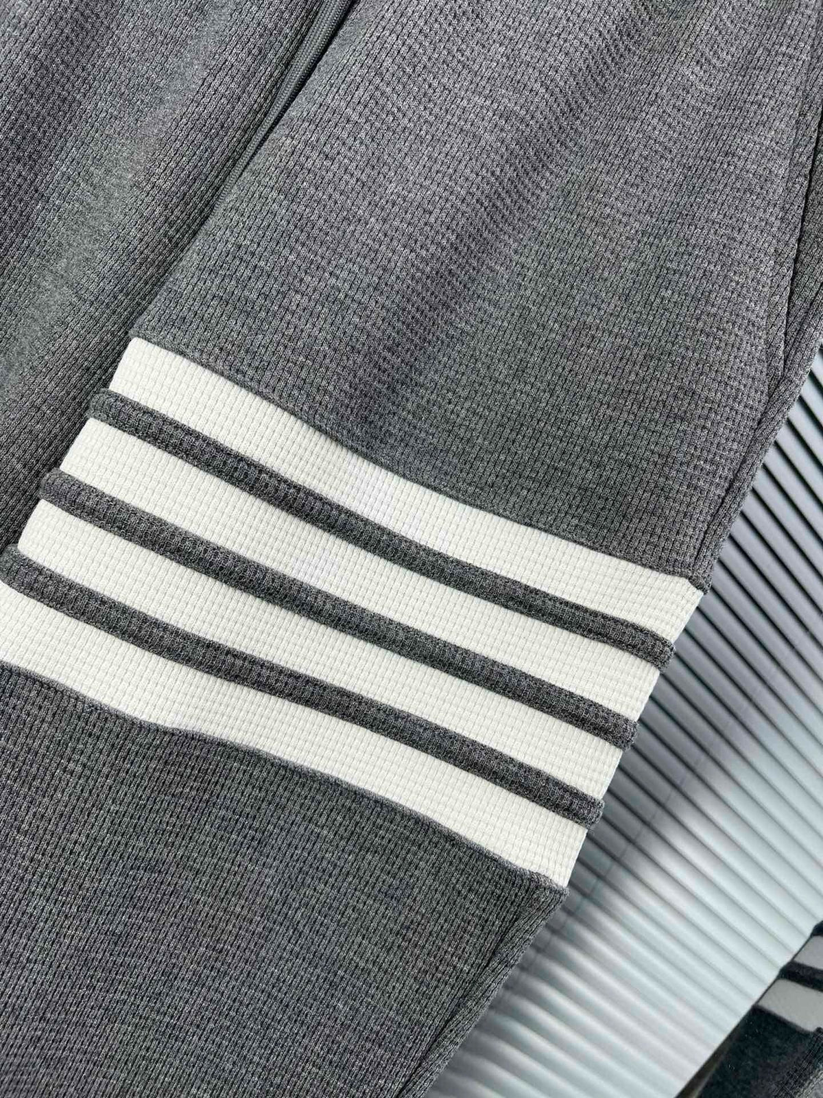 Grey Cotton Four-Bar Joggers - Men's
