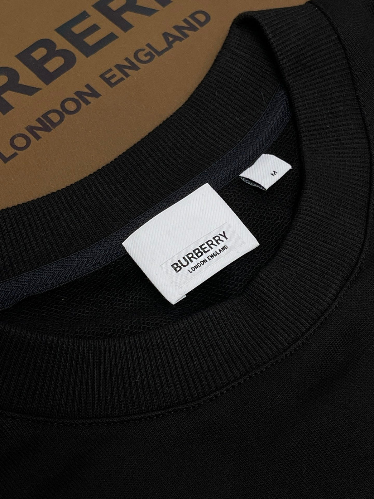 Black Cotton Monogram Crewneck - Men's
