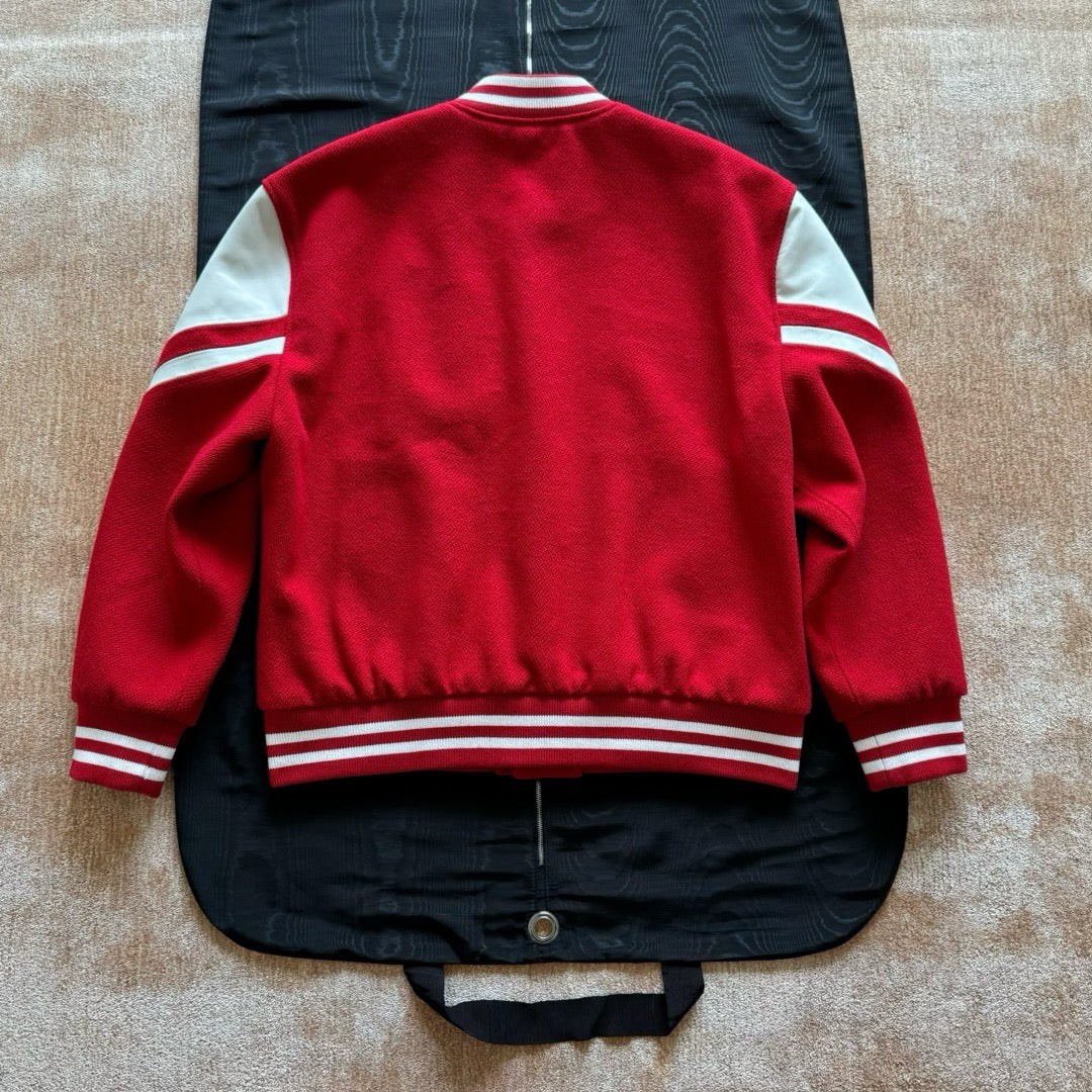 Black Wool Contrast Sleeve Varsity - Men's