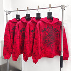 Red Cotton Web Print Pullover - Men's