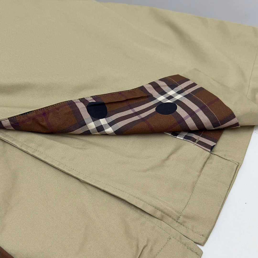 Khaki Cotton Single-Breasted Car Coat - Men's