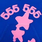 Blue Cotton Star Print Pullover - Men's