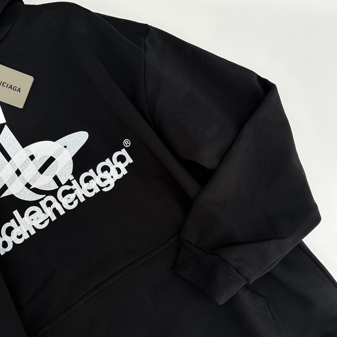 Black Cotton Logo Pullover - Men's