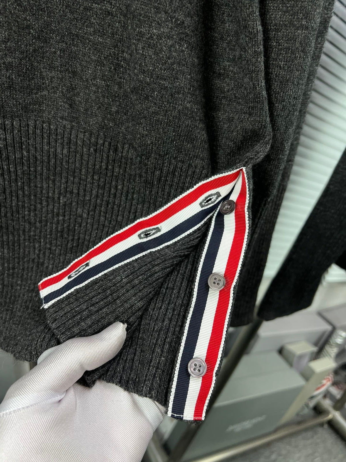 4-Bar Crewneck Navy Knit - Men's