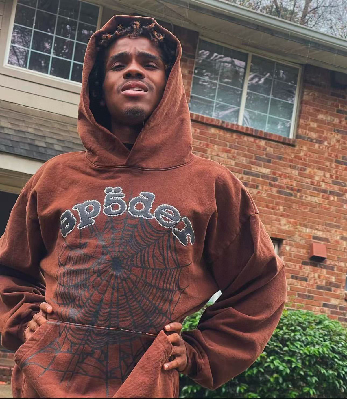 Brown Cotton Graphic Pullover - Men's