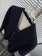 Grey Wool Bar Stripe Cardigan - Men's