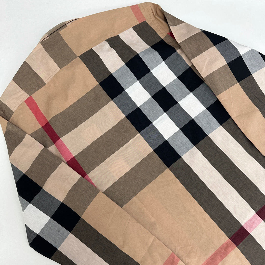 Beige Cotton Exploded Check Long-Sleeve - Men's