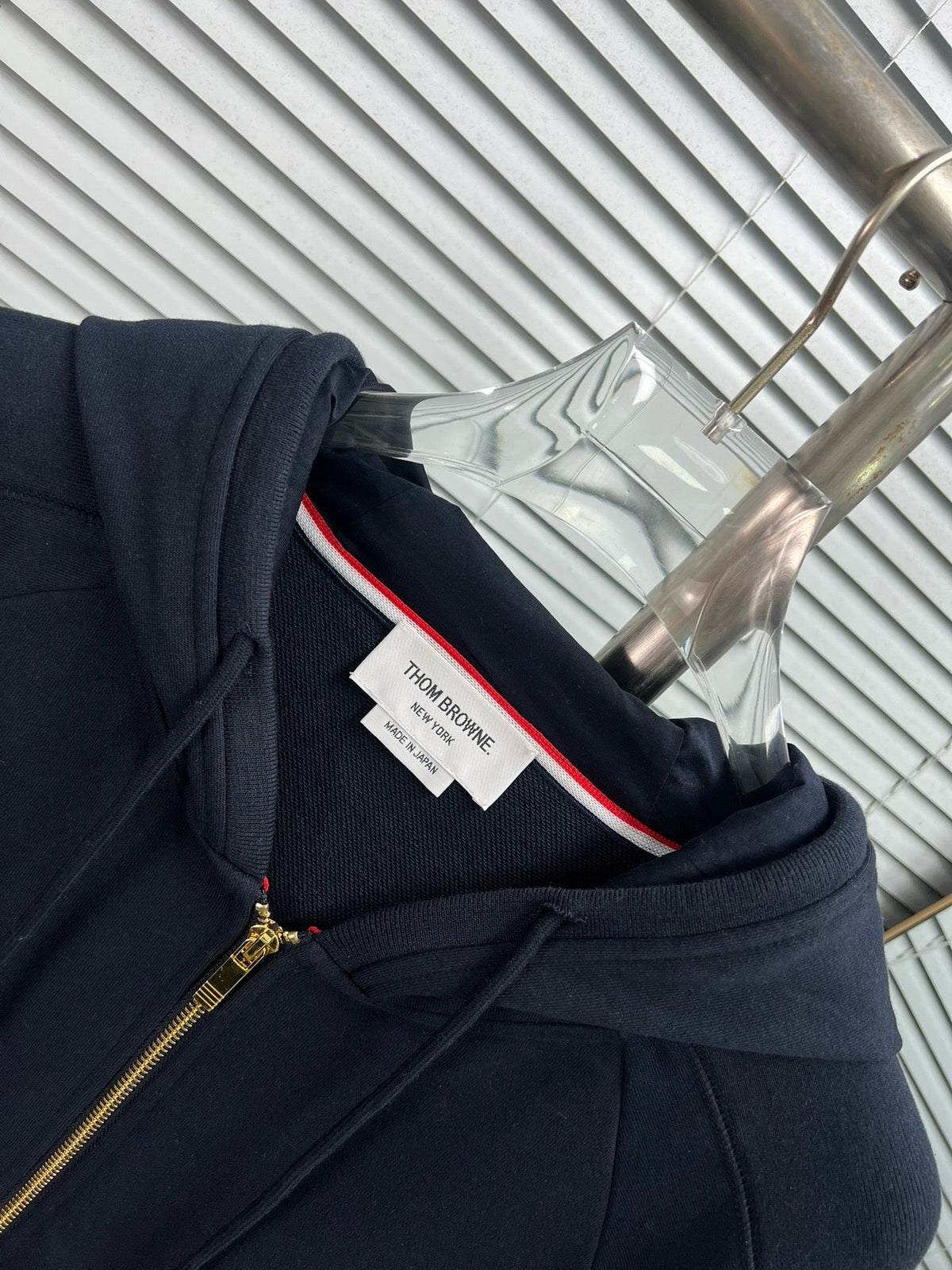 4-Bar Zip Black Hoodie - Men's