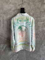 Muted Scenic Print Silk Shirt - Men's