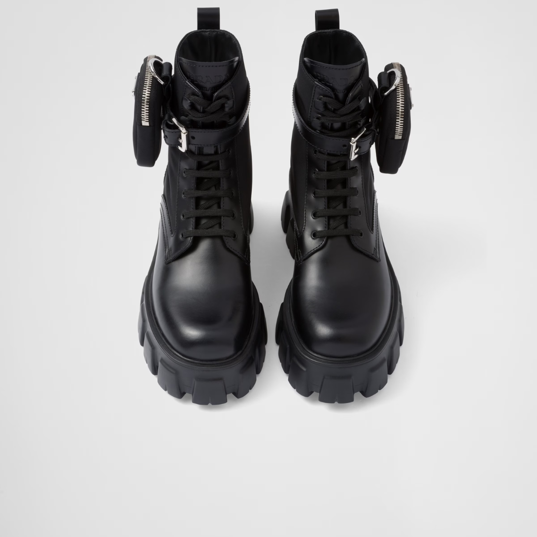 Monolith leather and Re-Nylon boots with pouch – monolith boots embody the hybrid soul – LUX VERSE Luxury Designer Fashion Outlet