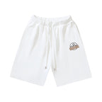 Black Cotton Cartoon Motif Drawstring - Men's