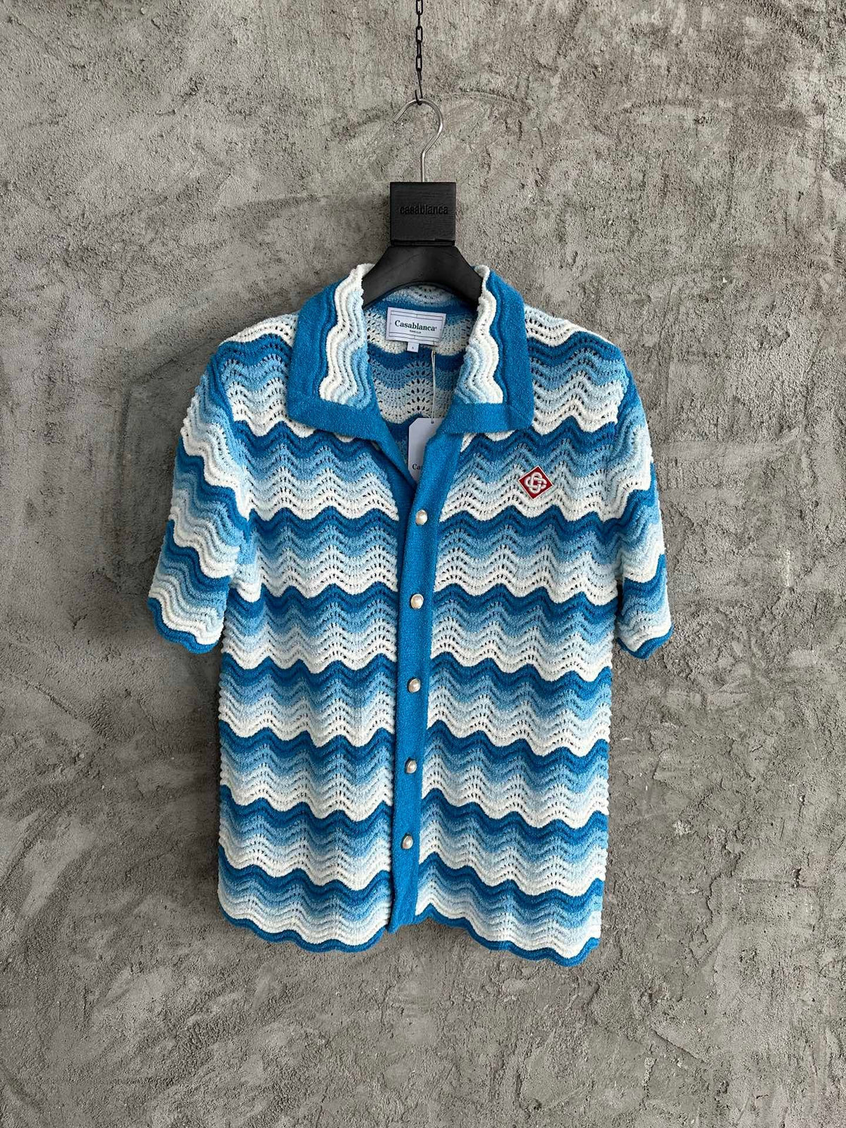 Yellow Knit Chevron Short-Sleeve - Men's