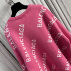 Black Jacquard Text Print Crewneck - Men's